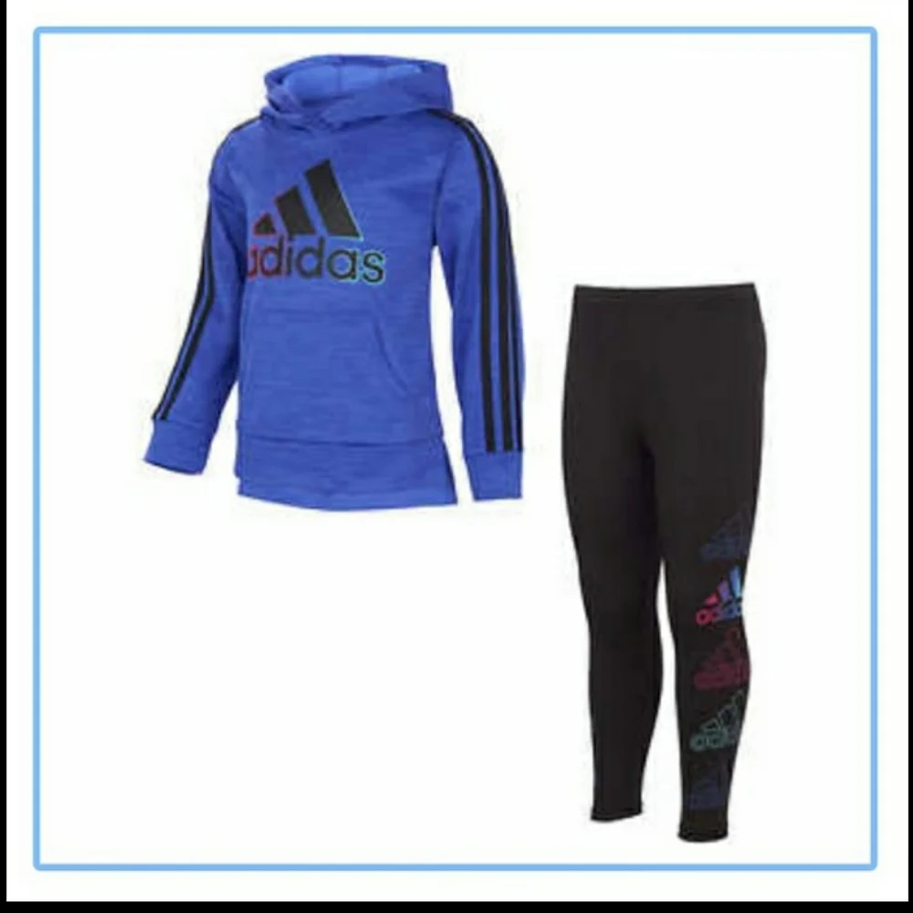 NWT Adidas girls 2 piece set, Pants and Hoodie, size 6